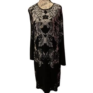 INC Black & Gray Long Sleeve Sheath Sweater Dress - Size 0X